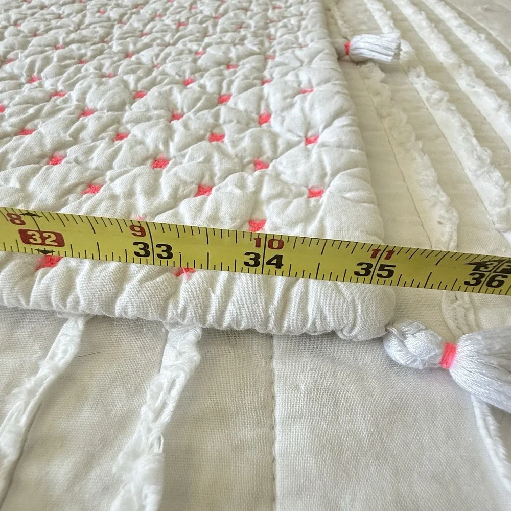 Pottery barn Kids Crib Toddler Quilt Blanket Pink White Nursery Organic Cotton